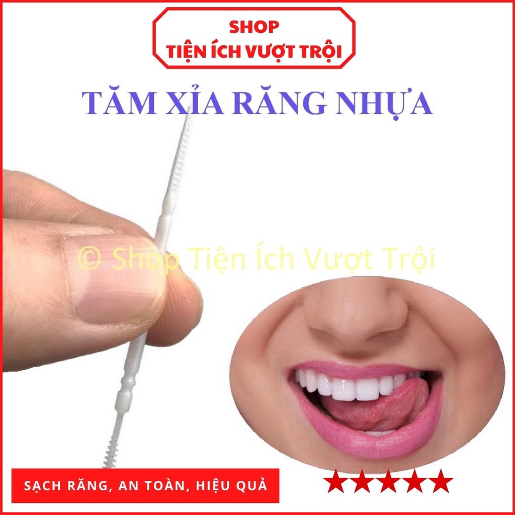 Tăm xỉa răng nhựa dẻo, nhỏ, làm sạch thức ăn giắt kẽ răng, tiện cho người niềng răng-Tiện Ích Vượt Trội