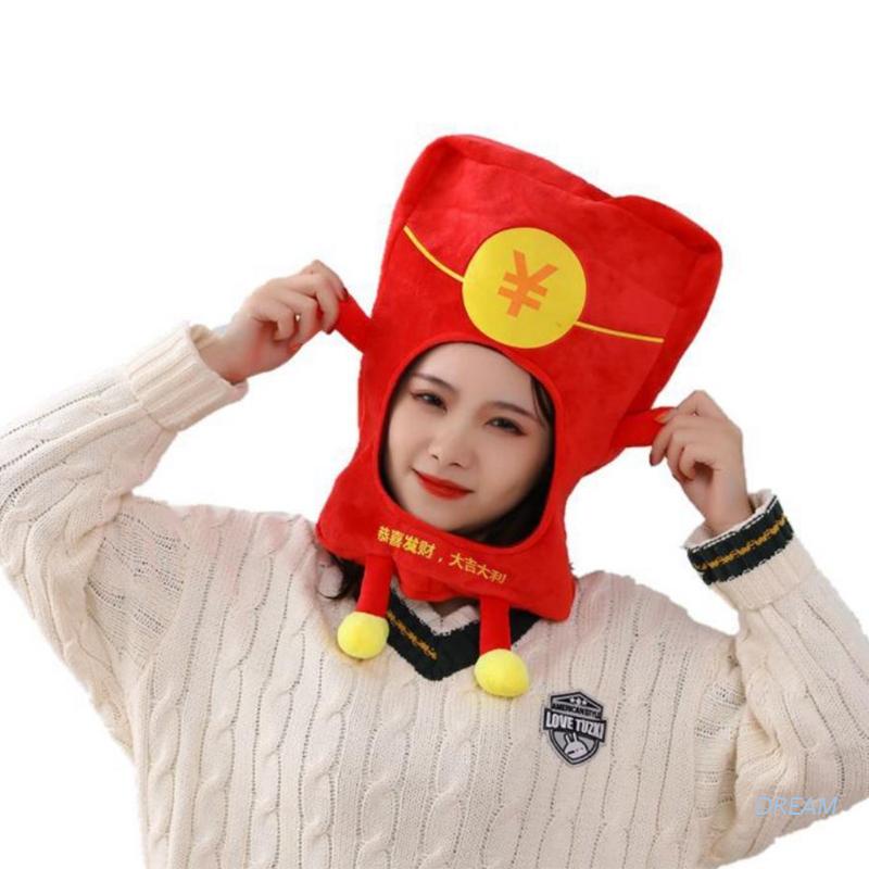 Mũ trùm đầu vải lông hình phong bao lì xì dễ thương sành điệu dùng làm đạo cụ hóa trang dự tiệc cho cha mẹ và con cái