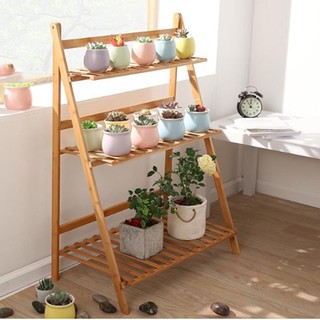 Kệ để hoa cây cảnh trang trí nhà cửa hình thang sang trọng 3 tầng gd353