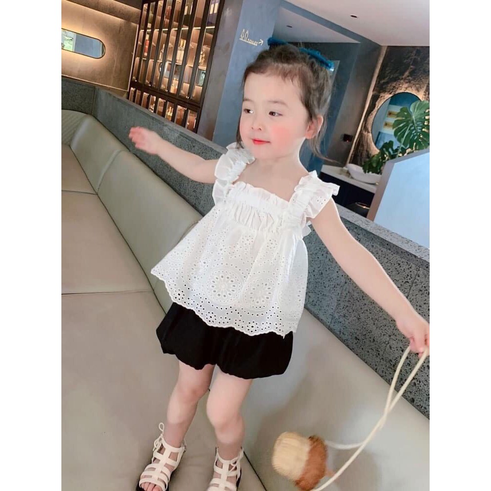 Quần Áo Trẻ Em Set Áo Dây Quần Đen Cực Xinh (8-20kg)