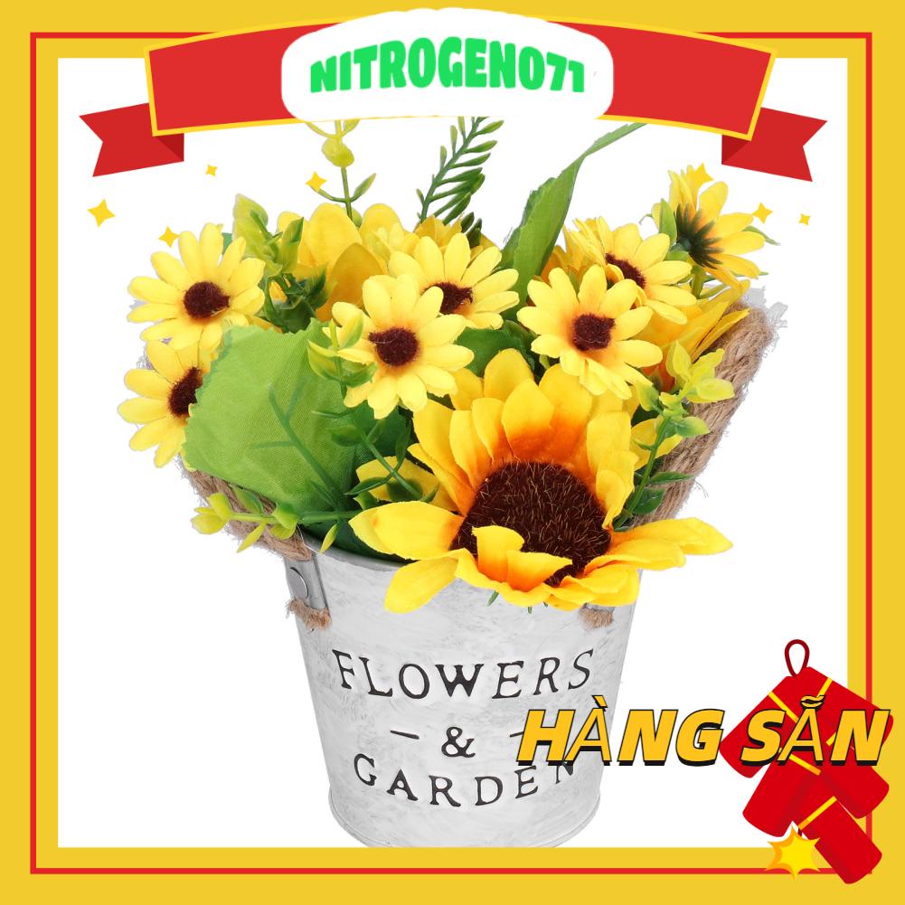 Nitrogen071 Nitrogen071 Simulation Sunflower Potted Plant High Dining Table Bonsai Fake Flower Yellow for Home Decoration