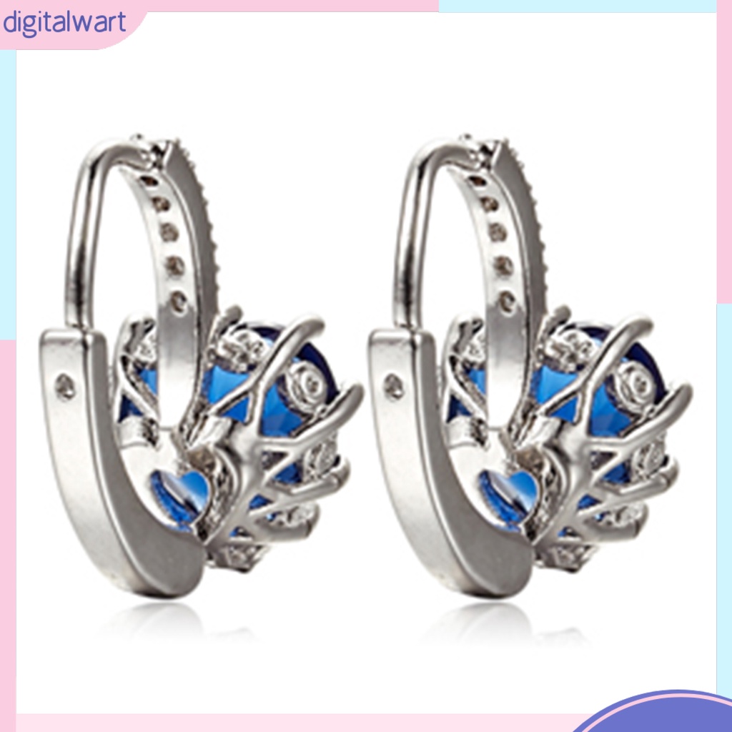 Bông tai mạ vàng trắng 18K đính đá Sapphire xanh dương