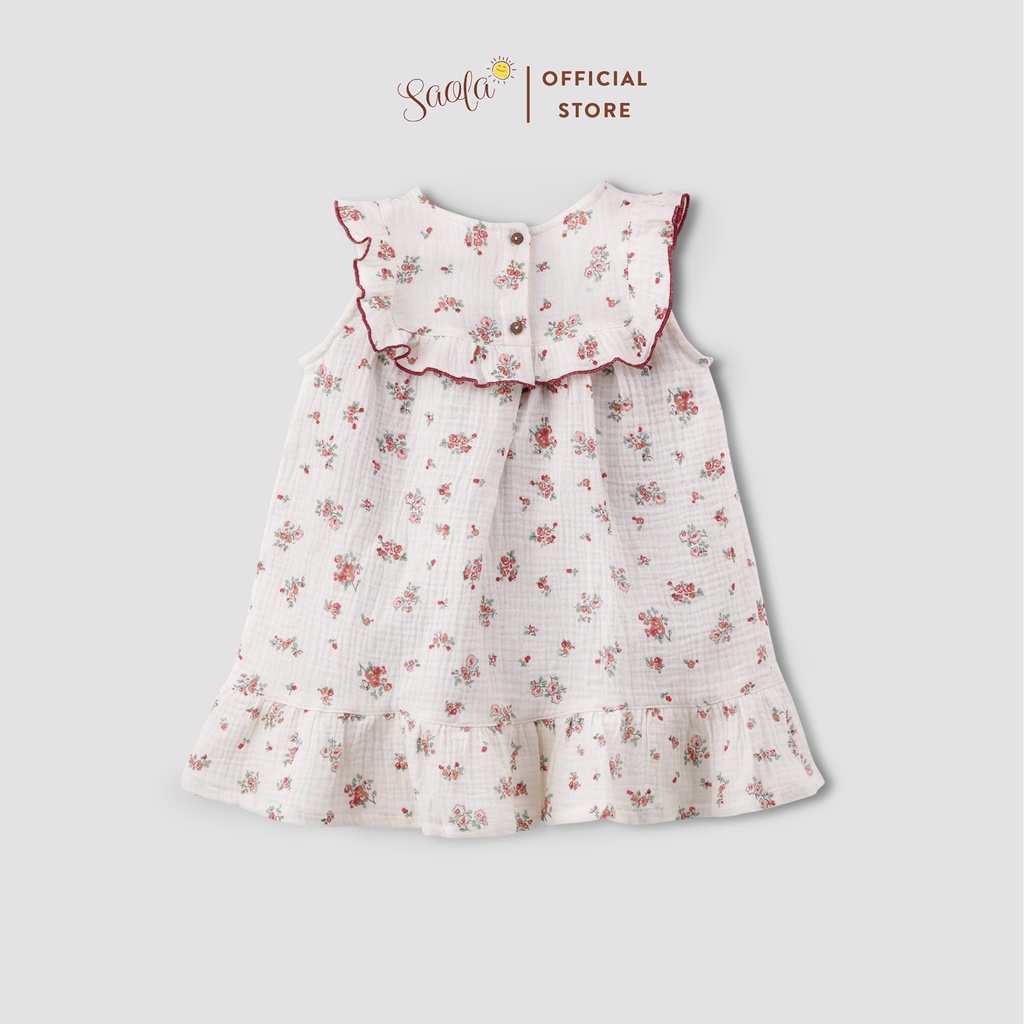 Váy Bé Gái Phối Bèo Chất Liệu Muslin Thoáng Mát Mềm Mịn - DRM019 - CAMELLIA DRESS - SAOLA KIDS CLOTHING