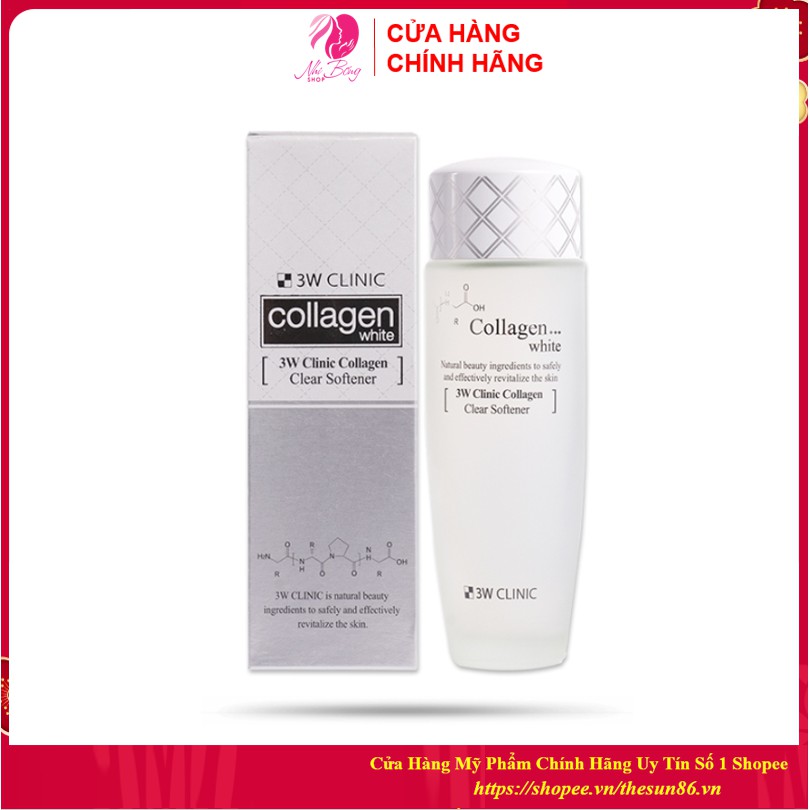 Nước hoa hồng dưỡng trắng da chiết xuất từ Collagen 3W Clinic Hàn Quốc 150ml