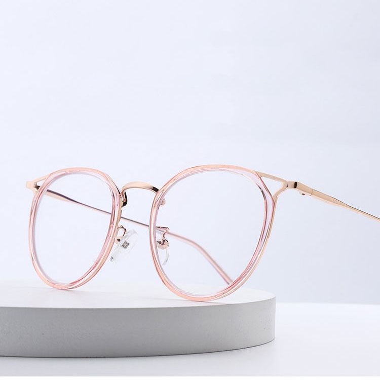Mắt kính nữ giả cận thời trang không độ chống ánh sáng xanh gọng kính cận mắt mèo phong cách Hàn Quốc LUMINA 066