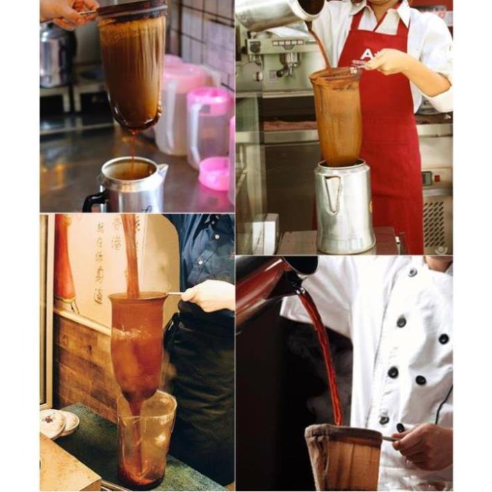 Túi lọc sữa hạt, túi lọc trà có quai inox có 3 kích thước Sai số kích thước +/-1cm.Vợt lọc trà vải , quai T268H