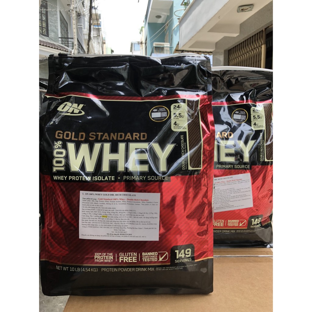 Sữa Tăng Cơ Cho Người Tập Gym Gold Standard 100% whey - Optimum Nutrition - 10lbs - Từ Mỹ