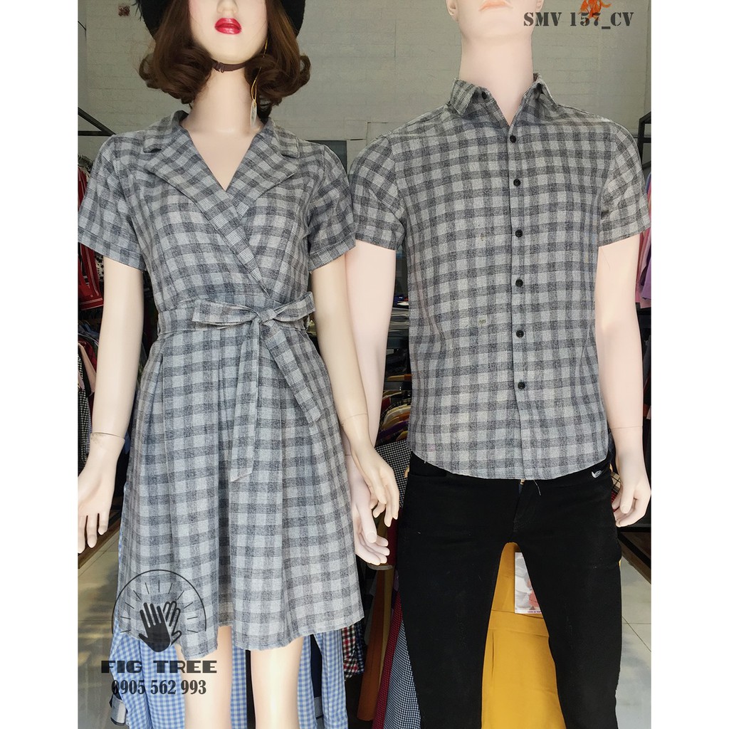 SÉT ĐỒ ĐÔI ( SƠ MI + VÁY CỔ VEST) CHẤT ĐẸP