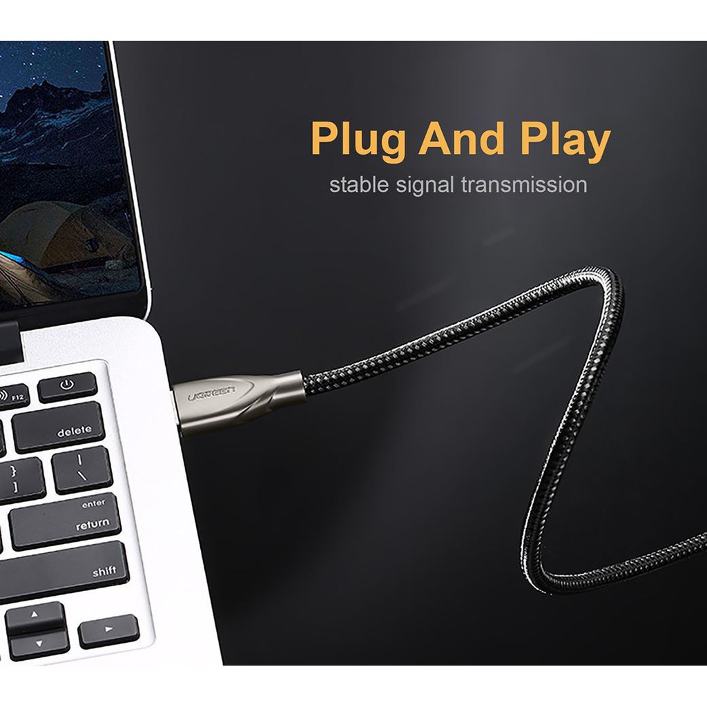 Cáp Tín Hiệu HDMI 2.0 Sợi Carbon Dài 1M Hỗ Trợ 4K@60Hz Ultra-HD Ugreen 50106 Chính Hãng