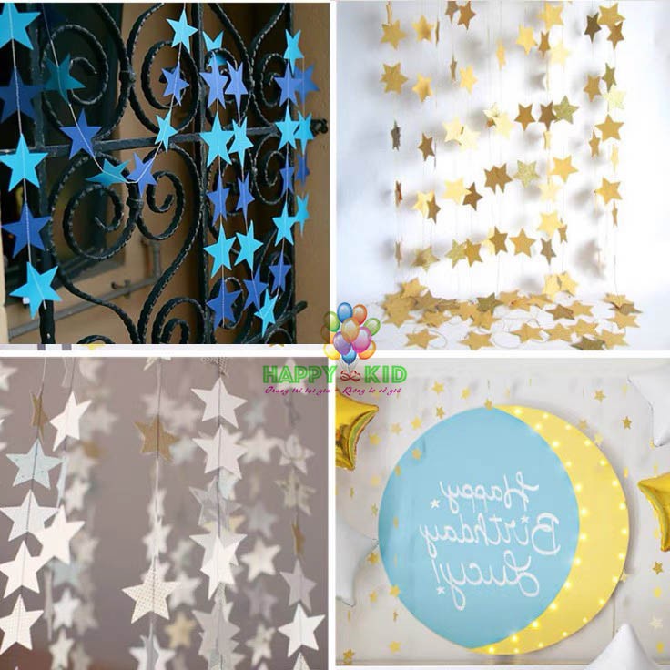 Dây ngôi sao grand trang trí sinh nhật trang trí party nhiều màu sắc HAPPYKID DNS