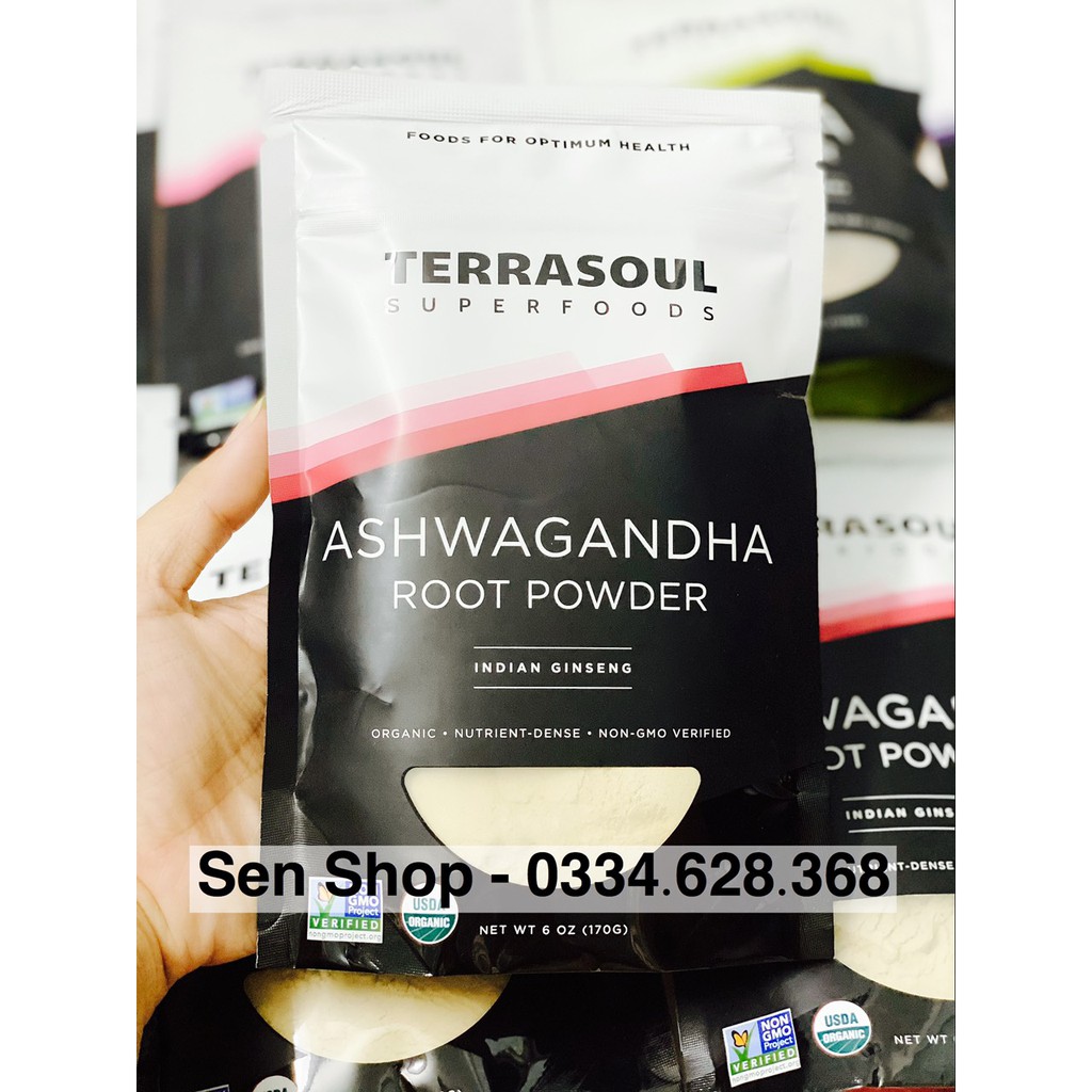 Bột nhân sâm Ấn Độ hữu cơ Terrasoul (Ashwagandha Root Powder) - 170gr