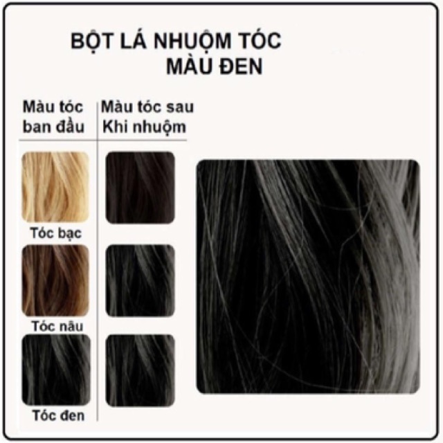 Thuốc Nhuộm Tóc Màu Đen - Nhuộm tóc phủ bạc KIM (50g) 100% tự nhiên từ bột lá Móng và lá Chàm - Thuốc Nhuộm Tóc An Toàn