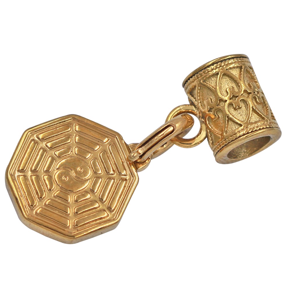 Chuỗi tay San Hô trắng 12 ly - Charm Bát Quái Inox VSHTBQV12 - Hợp mệnh Thủy, mệnh Kim