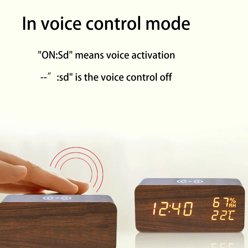 Đồng Hồ Báo Thức Màn Hình LED Lớn Không Dây Sạc Pin Tiện Dụng