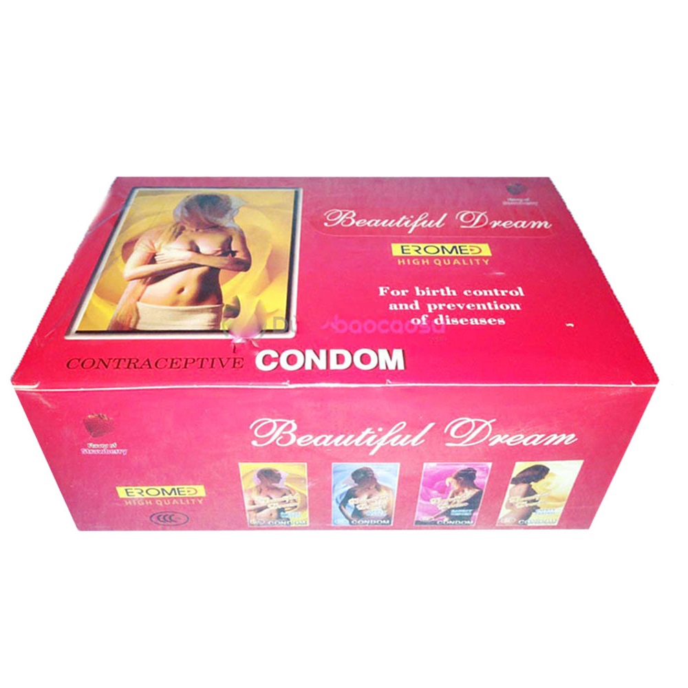 Bao cao su gia đình loại tốt Condom 1 hộp 96 cái hương dâu có bôi trơn HSD 2025- Hàng Việt Nam chất lượng cao