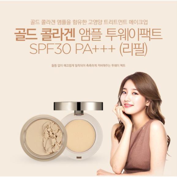 Phấn phủ TheFaceShops Gold Collagen Ampoule TwoWay Pact - Hanzy Store