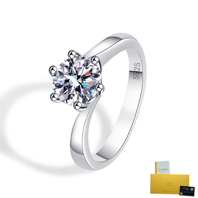 Nhẫn Kim Cương Bạc 1 Karat S925 Cho Nữ