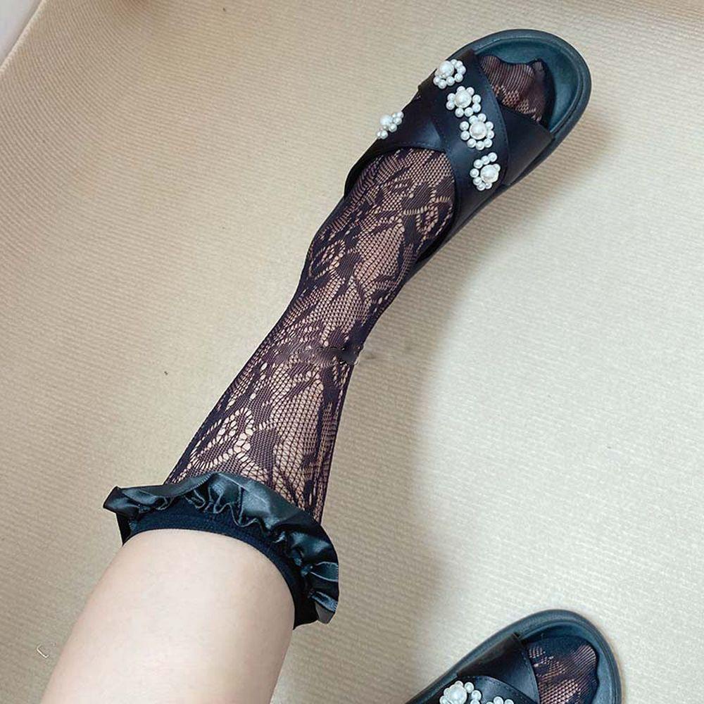 Vớ Ren Phối Bèo Màu Trắng Phong Cách Lolita Nhật Bản Dễ Thương Cho Nữ