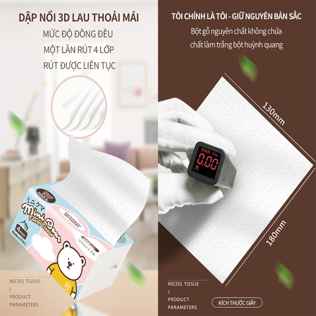 1 gói Khăn giấy gấu cao cấp Minibear chuyên dùng cho mẹ và bé