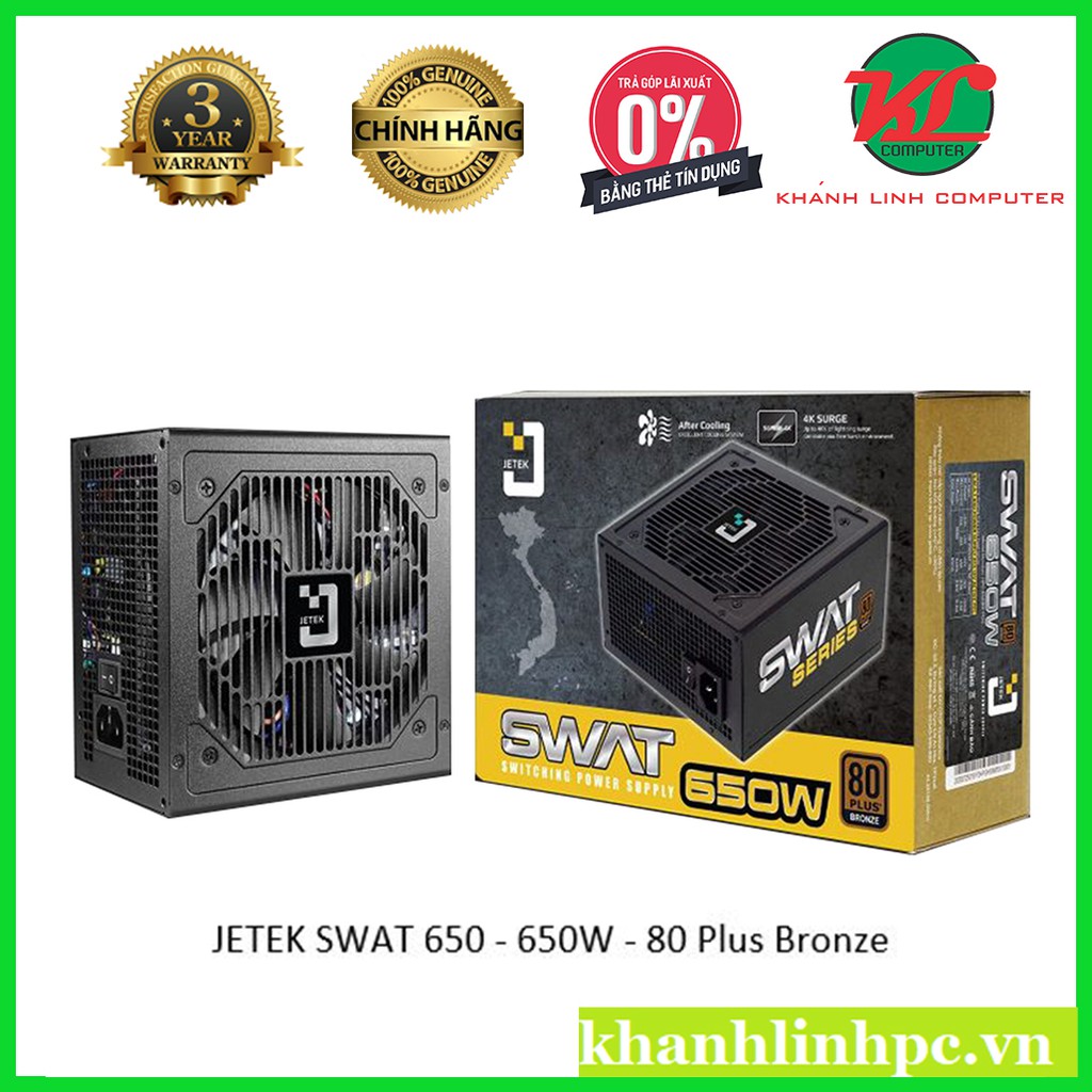 Nguồn máy tính JETEK SWAT 650/750 - 650W/750W - 80 Plus Bronze 2 đầu CPU chuyên WS