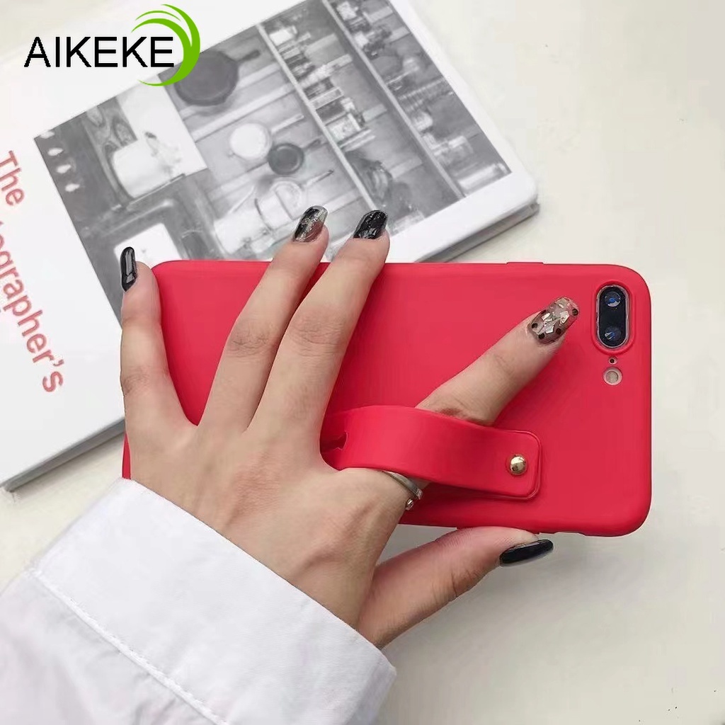 Ốp Điện Thoại Silicone Mềm Màu Kẹo Có Giá Đỡ + Dây Đeo Cổ Tay Cho Xiaomi Redmi Note 11 Pro 11E 11s 11T 5G
