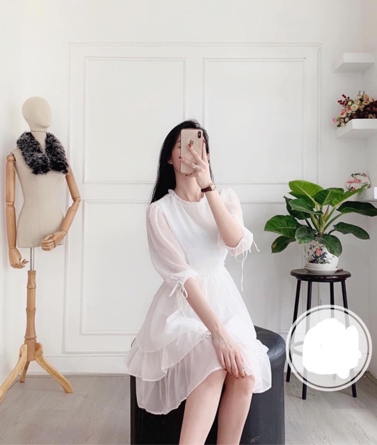 Đầm babydoll bèo trắng / Đầm Bánh Bèo