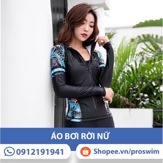 Áo bơi dài tay nữ sbart 9051 xanh đen