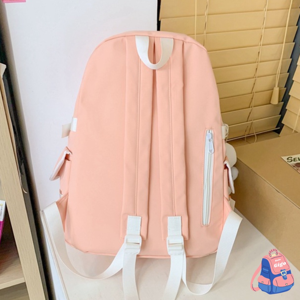 Cặp đi học nữ cho học sinh cấp 2 cấp 3 tặng kèm 2 sticker + đồ trang trí y hình (không móc) G204 - BaloGigo