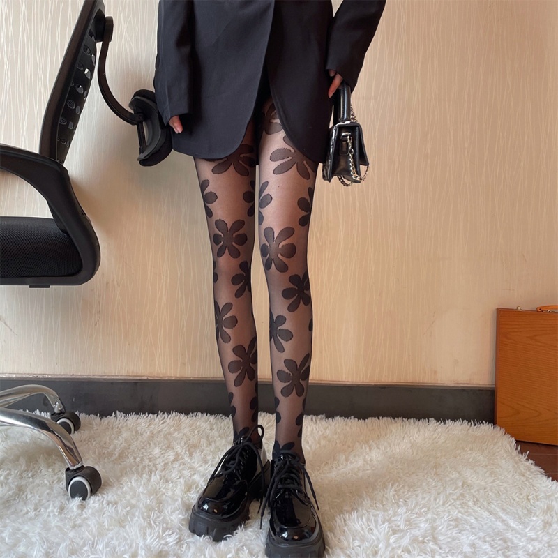 Quần Tất Lưới Họa Tiết Hoa Phong Cách Punk Lolita Dành Cho Nữ