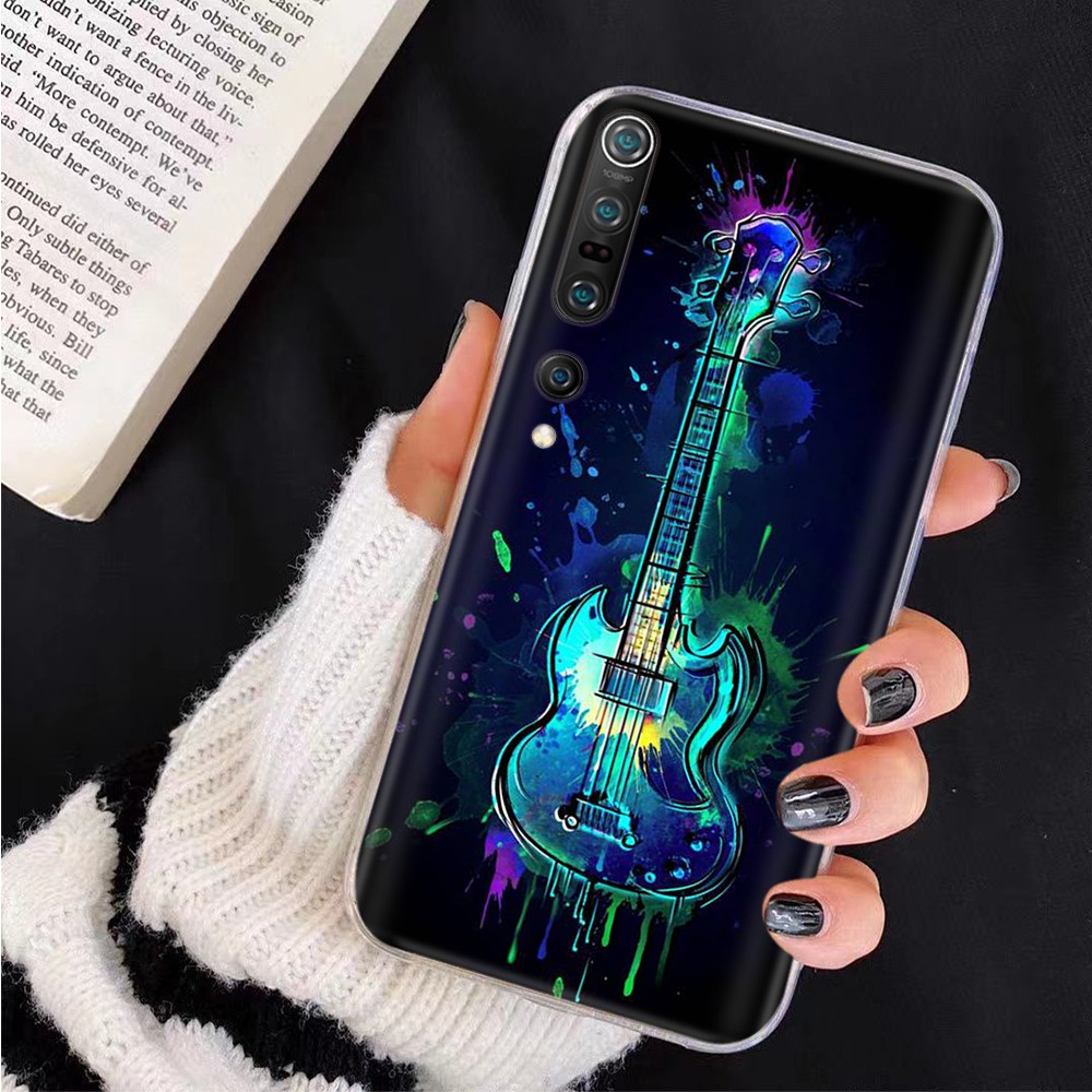 Ốp Điện Thoại Trong Suốt Họa Tiết Đàn Guitar Cho Xiaomi Redmi Note 9 9s 8 8t Pro Max