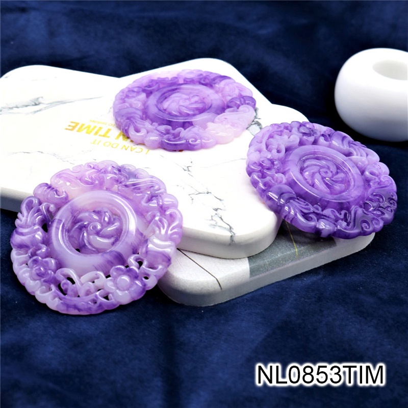 Ngọc bội resin họa tiết tròn 54mm nguyên liệu làm trâm làm trang sức cổ trang việt phục