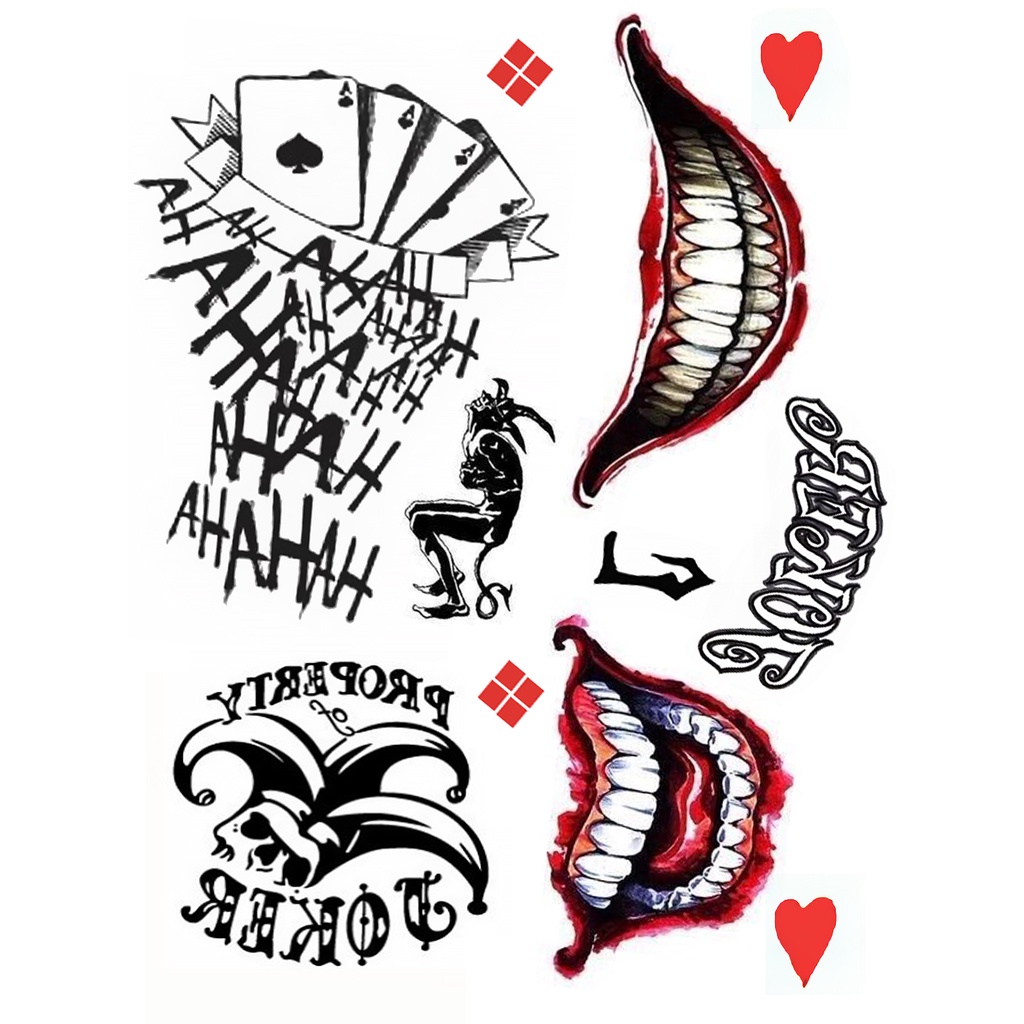 Miếng Dán Hình Xăm Tạm Thời Chống Thấm Nước Hình Chữ Cái harley quinn Cá Tính