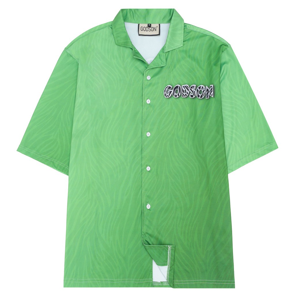 🍀HÀNG ĐẸP🍀 Áo Sơ mi Local Brand Godson Zebra basic cool ngầu unisex oversize form rộng vải lụa tốt thoáng mát xanh lá