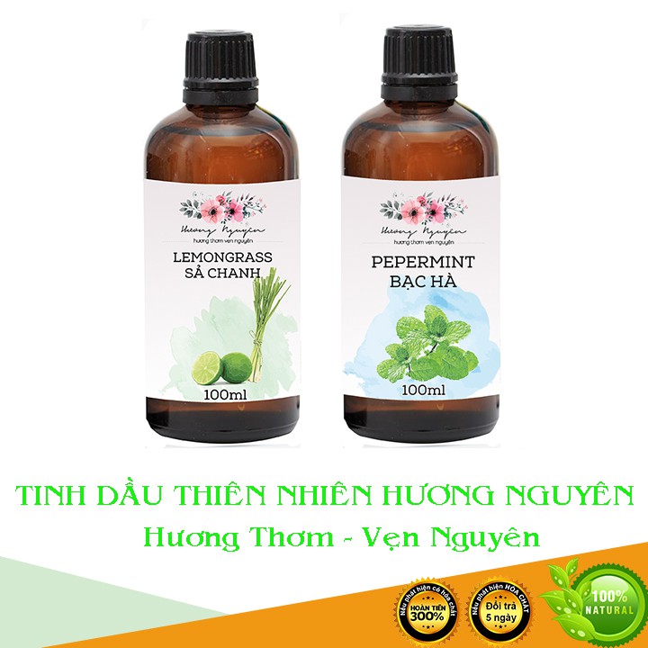 Combo tinh dầu sả chanh 100ml và tinh dầu bạc hà 100ml