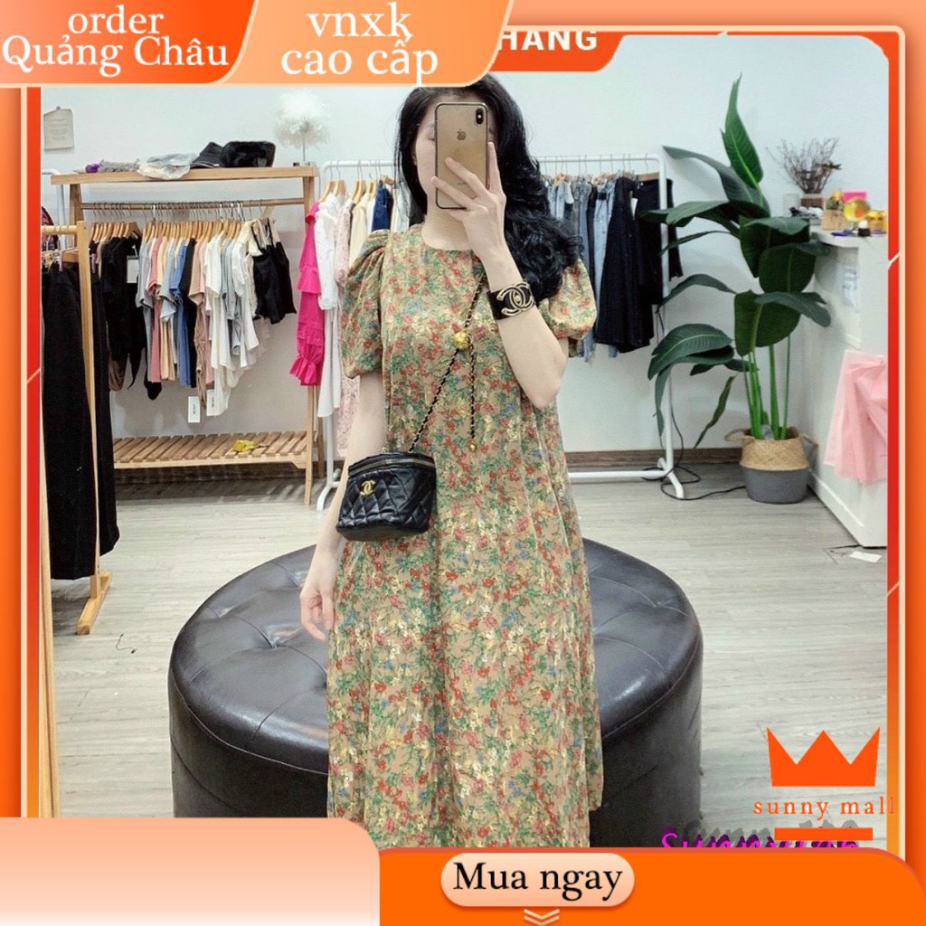 [CÓ SẴN][VIDEO THẬT] Đầm váy hoa nhí vintage lụa tằm 2 lớp suông form rộng freesize phần tay bồng bigsize siêu đẹp rẻ