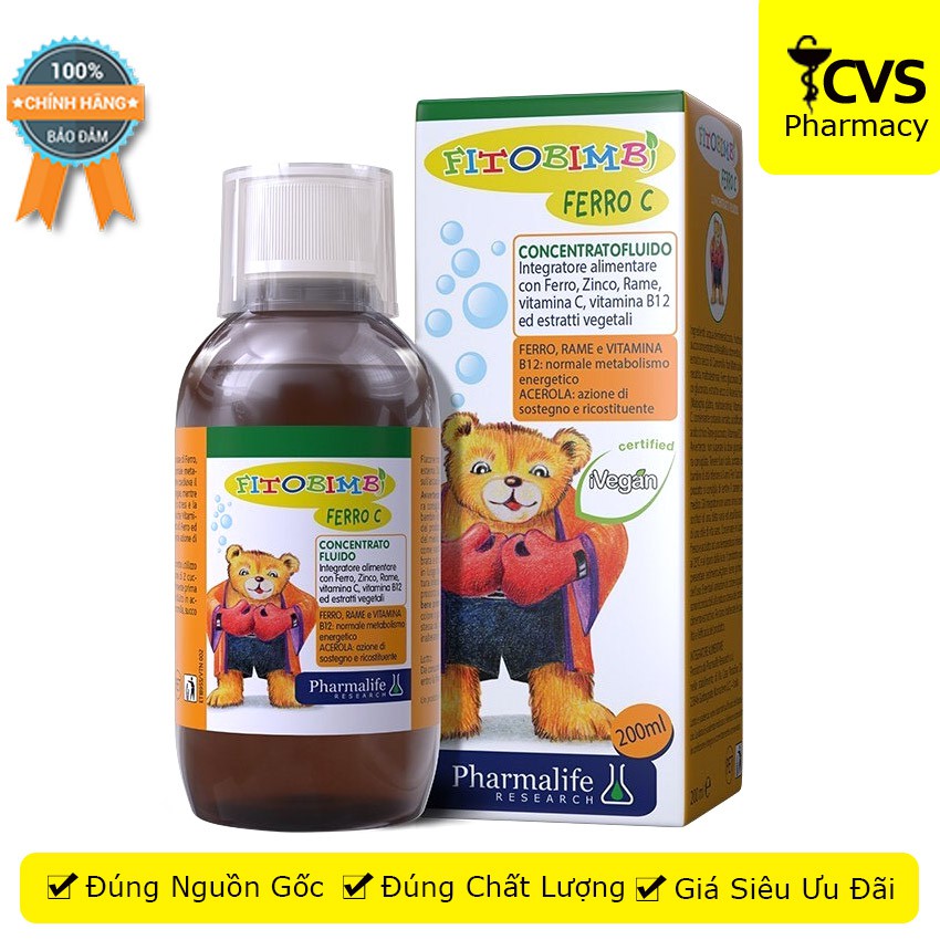 Siro Ferro C (Chai 200ml) Bổ sung Vitamin C, Sắt, Kẽm Cho Trẻ - cvspharmacy