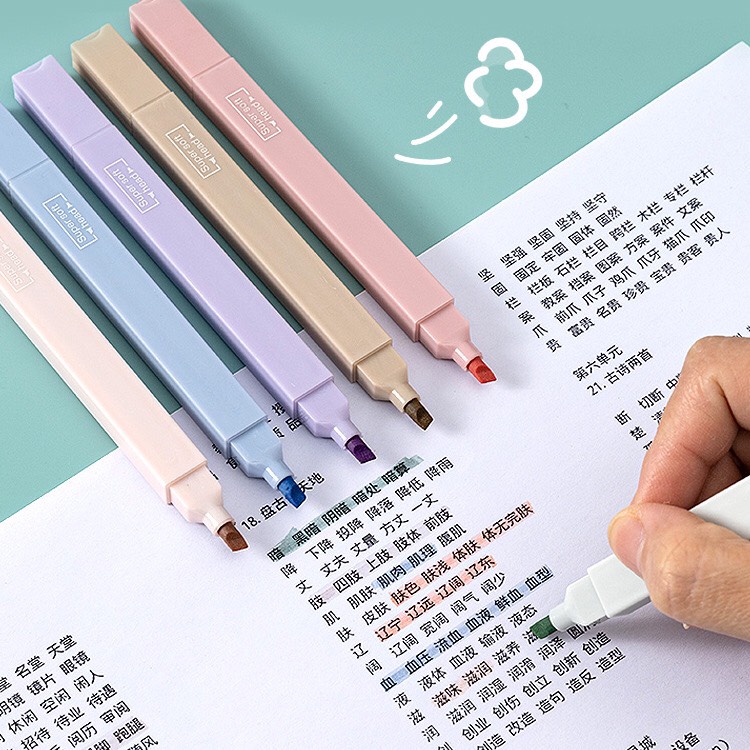 Bút highlight pastel 2 đầu, bút đánh dấu nhớ dòng morandi trang trí sổ bullet journal văn phòng phẩm