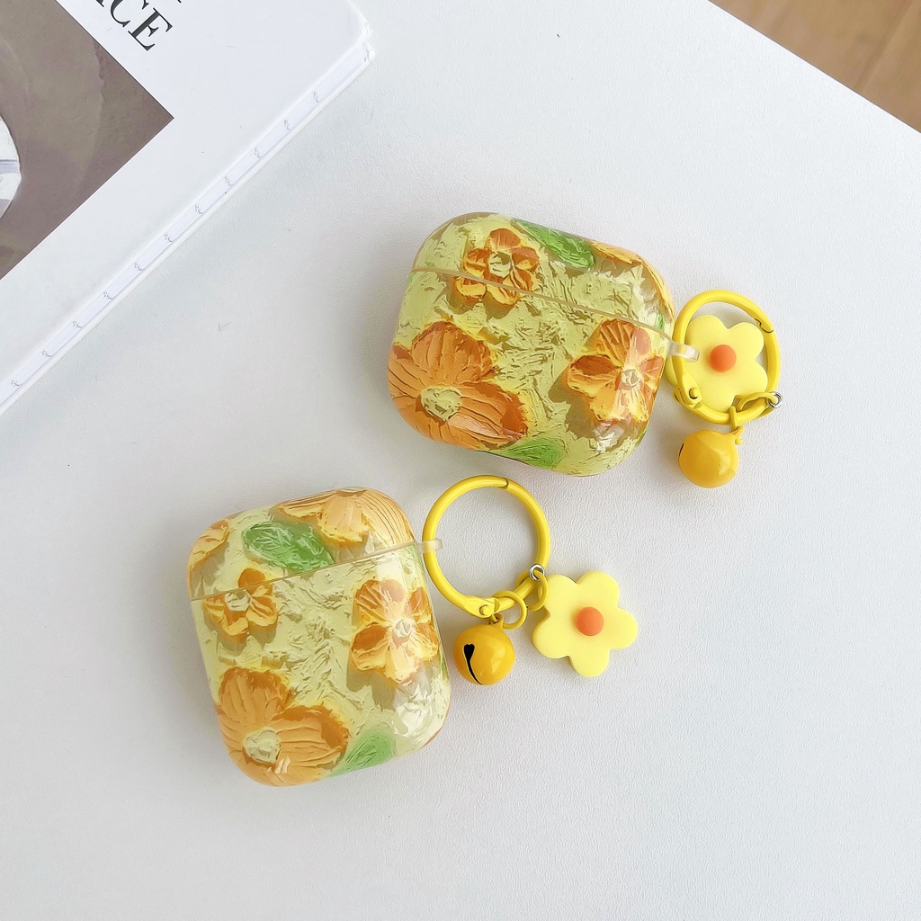 Vỏ Bảo Vệ Hộp Sạc Tai Nghe Airpods 1 2 3 pro Apple bluetooth Không Dây Chất Liệu TPU Mềm Trong Suốt Họa Tiết Tranh Sơn Dầu