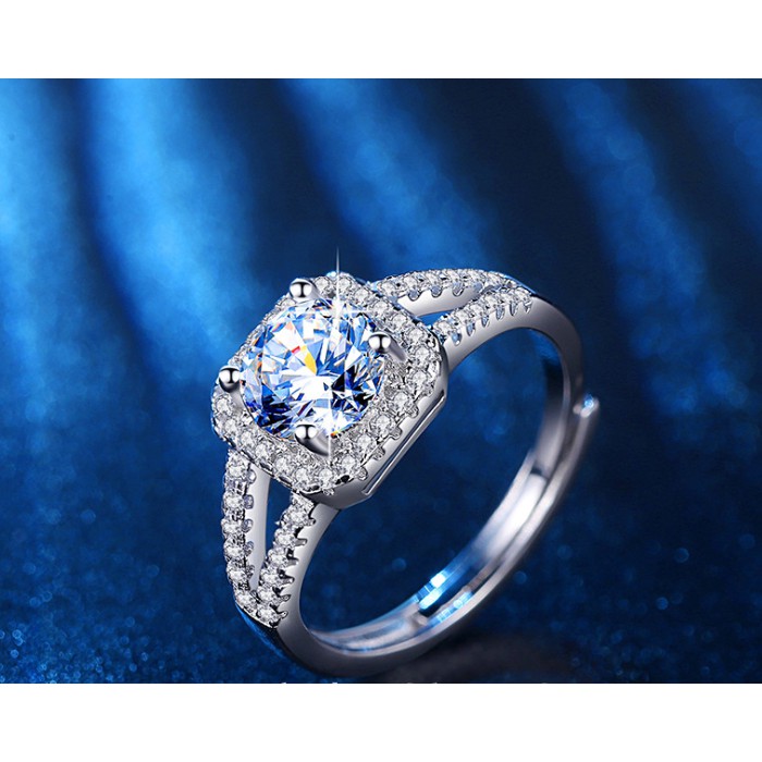 Nhẫn Cưới Bạc S925 1 Carat Moissanite Hình Tròn Rỗng Cho Nữ