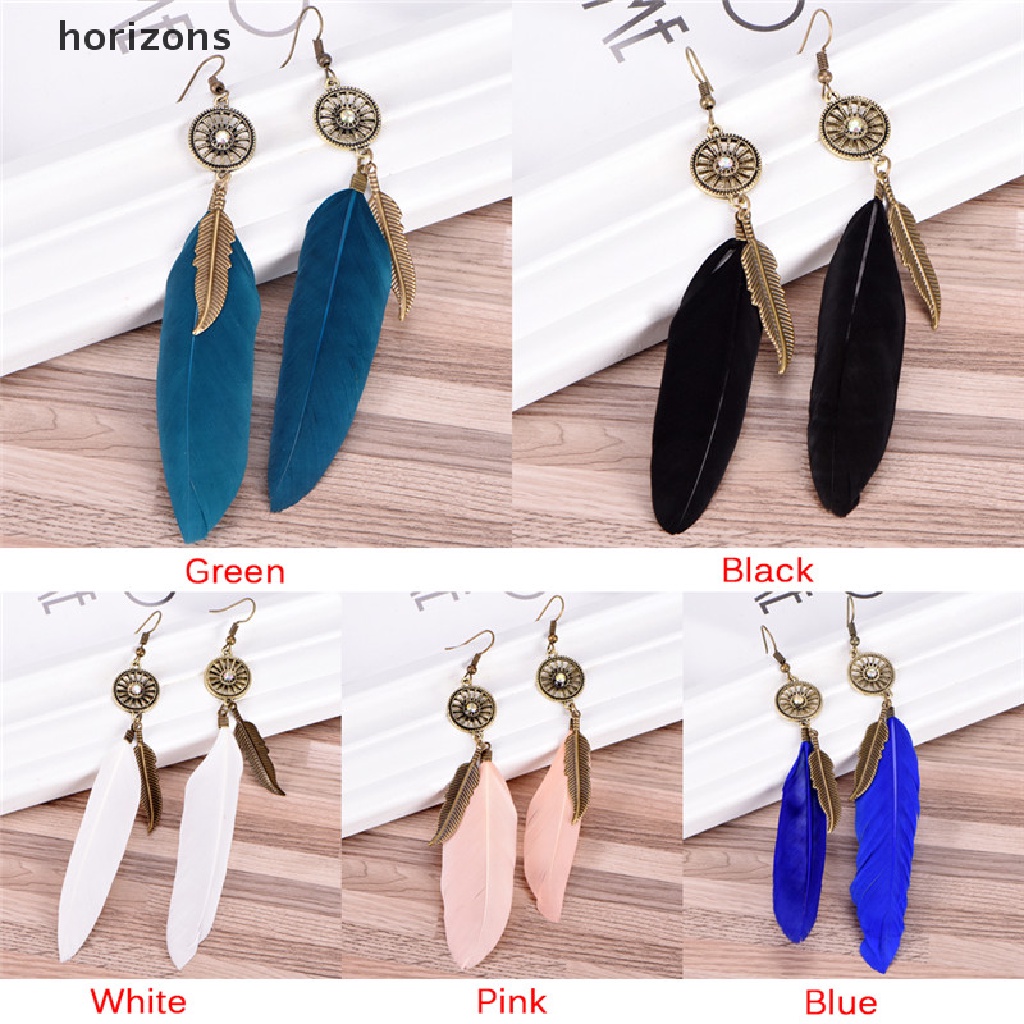 Bông Tai Hình Lông Vũ Tua Rua Phong Cách Bohemian Dành Cho Nữ