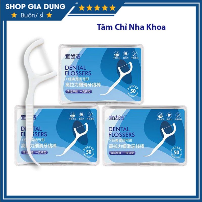 Hộp 50 chỉ nha khoa vệ sinh răng chân nướu răng