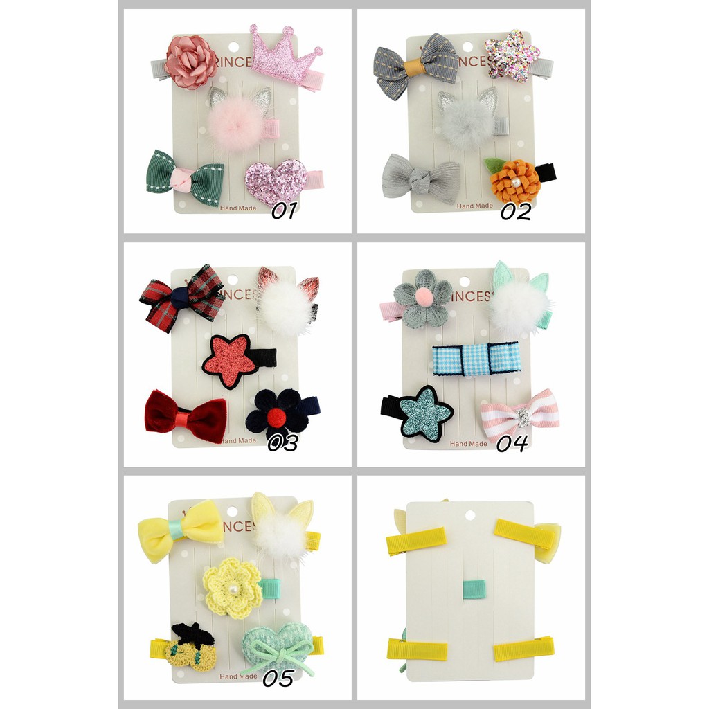 Set 5 kẹp tóc KIDSBOWS thiết kế xinh xắn dễ thương dành cho bé gái