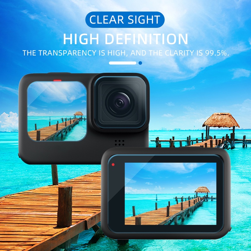 Set 3 kính cường lực 9H siêu mỏng chống vân tay cho Go Pro HERO 10 Black