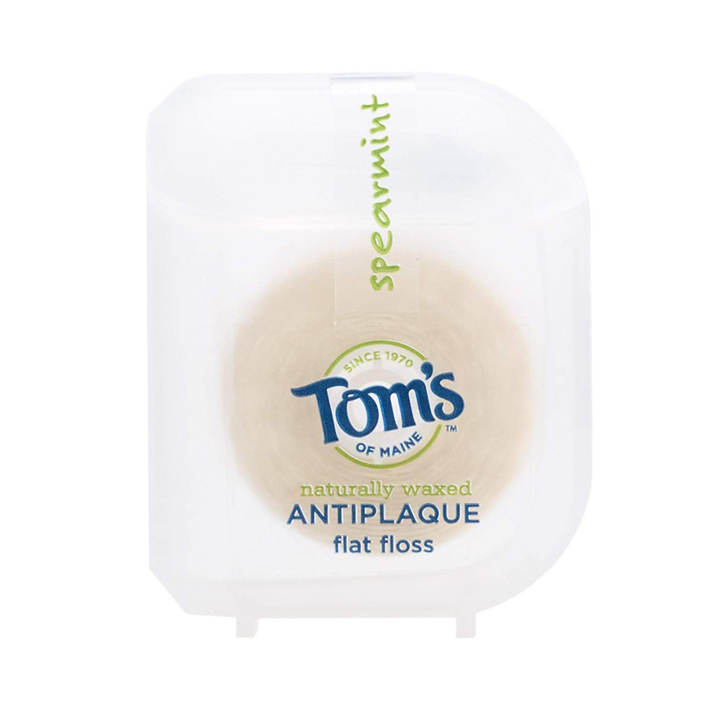 Chỉ nha khoa hương bạc hà Tom's of Maine Natural Waxed Antiplaque Flat Floss Spearmint 30m (Mỹ)