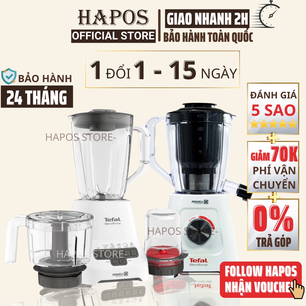 Máy xay sinh tố Tefal 2 tốc độ xay linh hoạt, Máy ép trái cây hoa quả đa năng cho gia đình - HAPOS