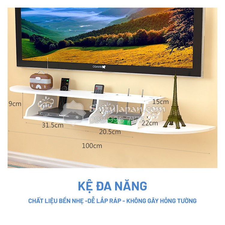 Kệ Treo Tường, Kệ Wifi Trang Trí 2 Tầng Dài 1m