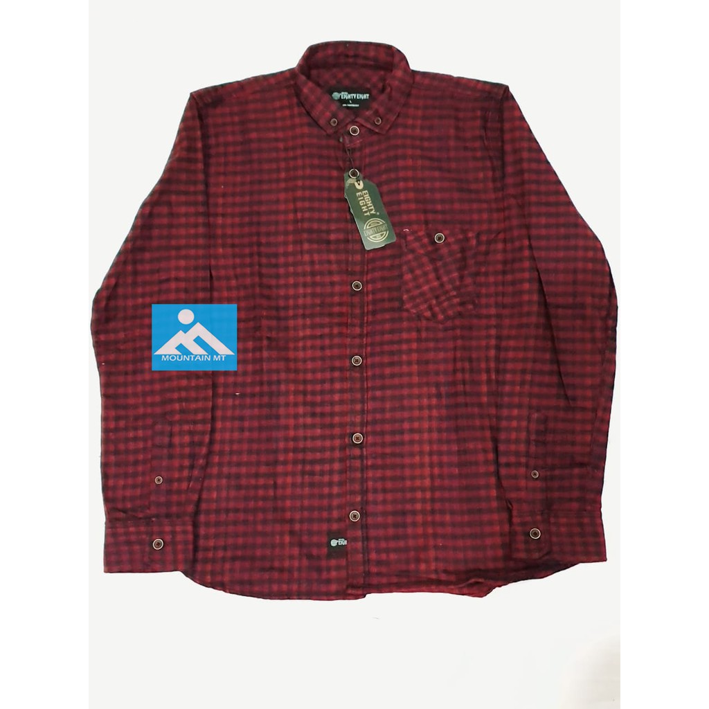 Áo Sơ Mi Dài Tay Vải Flannel Màu Đỏ Cam Đen Thời Trang