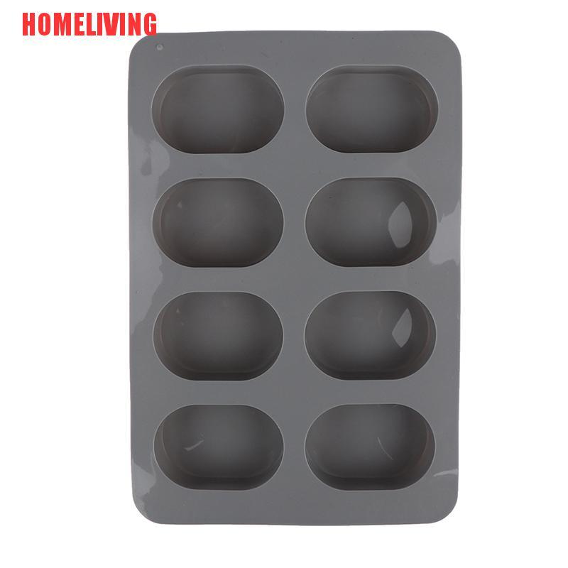 Khuôn Silicone Tạo Hình Làm Xà Phòng Hình Oval 8 Lỗ