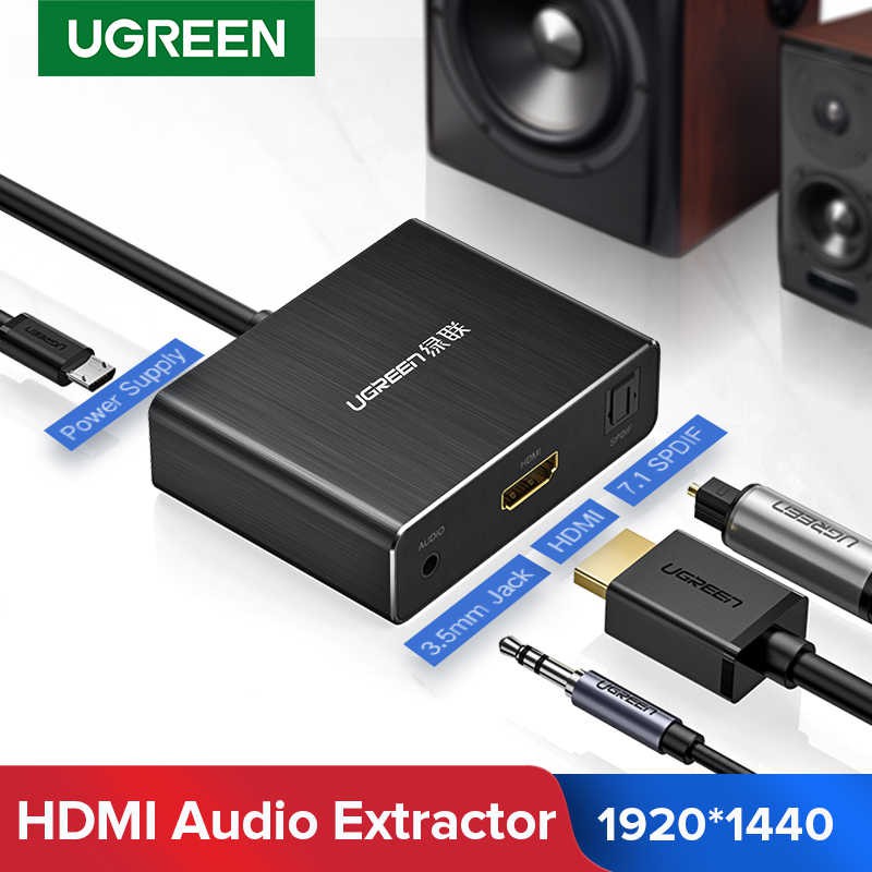 Ugreen 40281 - Cáp chuyển đổi HDMI ra HDMI + Audio 3.5mm và SPDIF 5.1/7.1-Hàng Chính Hãng