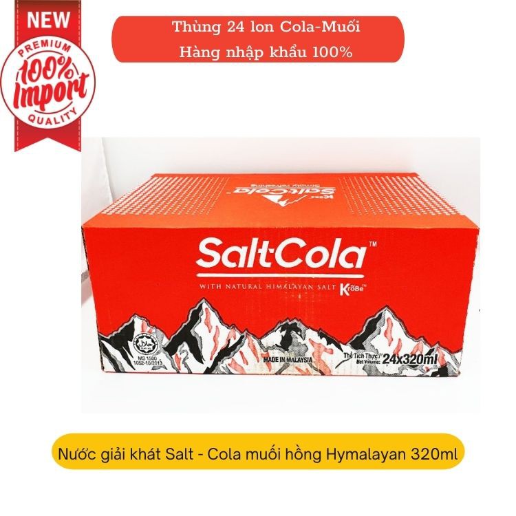[Hàng nhập khẩu][Tặng 2 gói kẹo]Thùng 24 lon nước giải khát có gas Salt-Cola muối hồng Himalayan 320ml